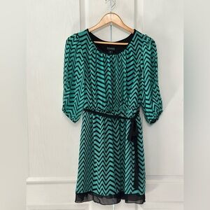 Enfocus‎ Petite Women's Chevron Print Gauzy Breezy Mini Dress Size 12P